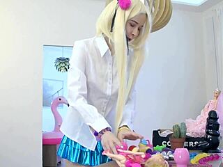 Blonde Cosplay Sweety Plum Licks Shoes and Gets Butthole Ravaged Hard