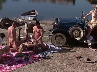 Watch those criminals fuck the milfs outdoors? Bent over with big tits and shaved pussies!