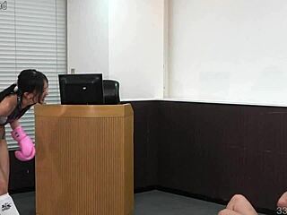 japanese mistress sara tramples and kicks slave's face 😈