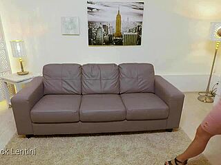 Nathaly cherie, blonde solo star, uses big wooden dildo for intense masturbation climax