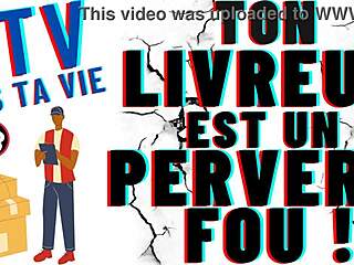 hetero delivery guy seduces gay client on all fours in french