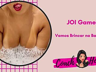 Coach honey guides jerk off in bathtub