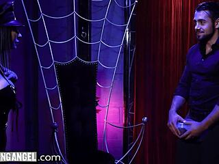 Joanna Angel indulges in rough BDSM pleasures at her sex shop.