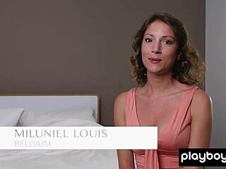 Glamorous belgian beauty strips in desert.