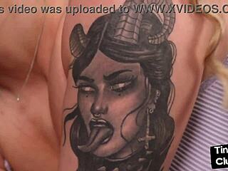 Watch tattooed babe ride big black cock?