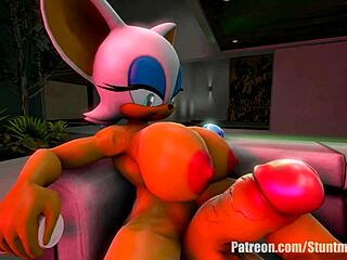 Can you handle Virmegator Rouges Emerald's massive futanari cock self-sucking action?