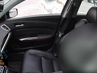 Blonde Teen Performs Deepthroat Road Head, Nearly Caught During Fingering Orgasm