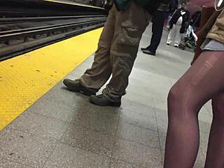 Hey, check out those sexy nylon legs flashing in public spots!