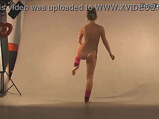 Mashka Pizdaletova shows off saggy tits and a flexible body in sexy acrobatic poses. Her petite frame bends in wild ways.