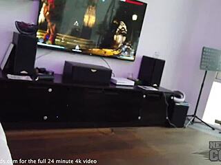 Hot Gamer Chick Lets Camera Girl Play With Her Pussy