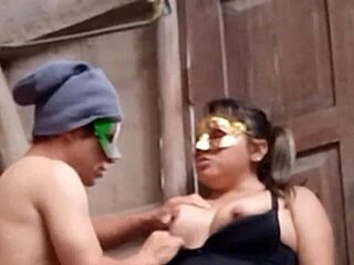 intense handjob on beautiful woman's breasts