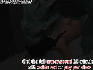 3d werewolf dominates chained slut in rough forest encounter