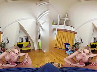 Intense fucking of blonde with huge boobs in VR