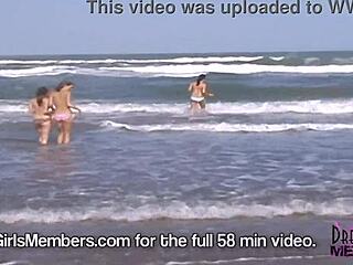 College coeds strip nude on Texas beach fun