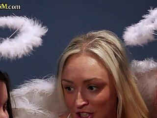 Amateur Cosplay Babes Suck and Wank Group in CFNM Action!