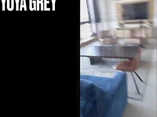 backstage blowjob during anal sex shooting with drunk brunette