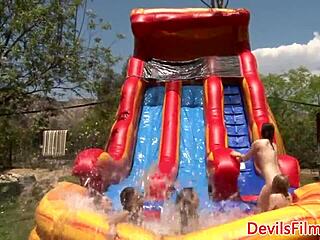 Can These Redhead Teens Handle Outdoor Strapon Group Fucking?