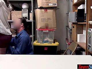 Petite brunette thief gets anal fucked by perverted police officer at the office