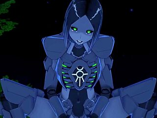 In the world of Warhammer 40k, a cute Necron anime girl performs a blowjob