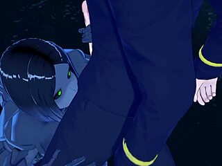 In the world of Warhammer 40k, a cute Necron anime girl performs a blowjob