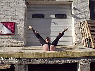 big ass wife showing off her cheeks outdoors