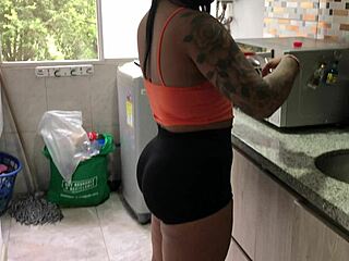 Spying on Stepsister's Tight Thong Ass