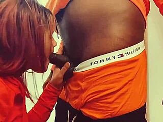 Latina gives blowjob leading to creampie