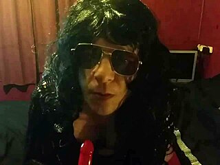 crossdressing sissy sucks dildo ass to mouth?