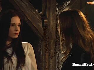 Tied up lesbian slaves get humiliated by dominant madame!