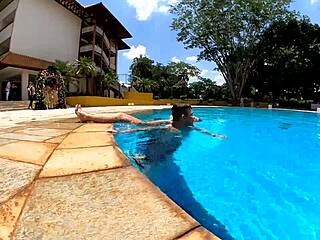 Natzinha morena gets pulled by legs for anal sex in public.