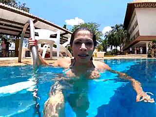 Natzinha morena gets pulled by legs for anal sex in public.