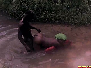wow! bang king nails hunter's wife in wild african stream sex!