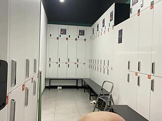 Blonde Babe Admires Naked Body While Changing, Showing Breasts