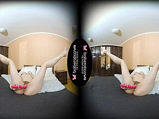 Milena masturbates solo in bedroom with pink vibrator