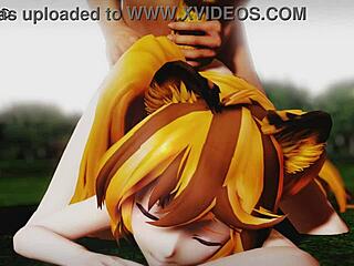 Breeding a slutty tiger girl Lily Chi in doggystyle.