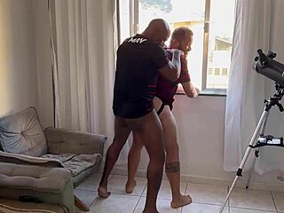 flamenguista taking big endowed guy's cock in raw action