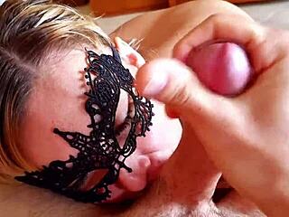 Amateur Hot Blonde Gives Super Blowjob And Cum On Big Tits On Sofa