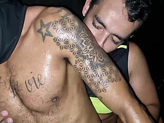 can three horny guys handle this dark club fuck?