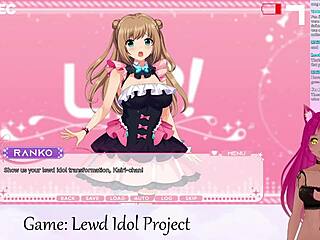 Vtuber Lewdneko plays lewd idol project vol 1 part 5 with big tits lesbian scissoring action