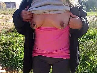 Nippleringlover's adventurous mom shows off unique piercings on the street