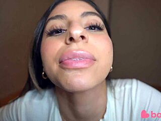 Feeling Shy When Caught Watching Homemade Blowjob. Natural Tits And Petite Body In Deepthroat Scene.