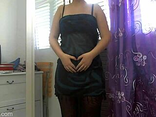 Chubby European girl flaunts her big ass and growing belly in fetish display