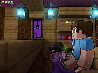 Wow! Witch sucks Steve's huge cock in Hornycraft parody!