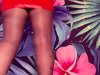 Teasing in Pantyhose and Latex Dress—Can You Handle Her Curves? Watch This Milf Strip and Rip Clothes!