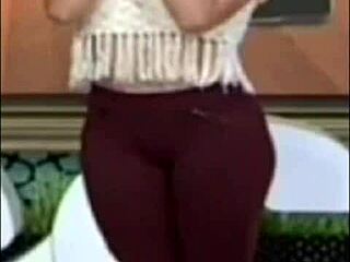 mexican tv host with a big ass chatting casually on screen about her show