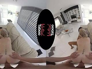 Virtual taboo adventure where a brunette mommy gives a hard blowjob and handjob to her stepson in a forbidden fantasy.