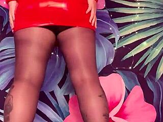 Teasing in Pantyhose and Latex Dress—Can You Handle Her Curves? Watch This Milf Strip and Rip Clothes!