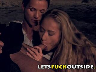 Let's fuck outside! Caveman fucks his two slutty blondes and brunettes roughly. 😈