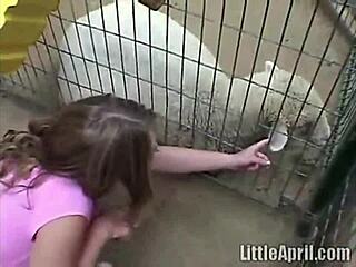 Little april rubbing tits horny fingering