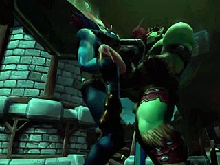 Elf gets double teamed by ork and troll